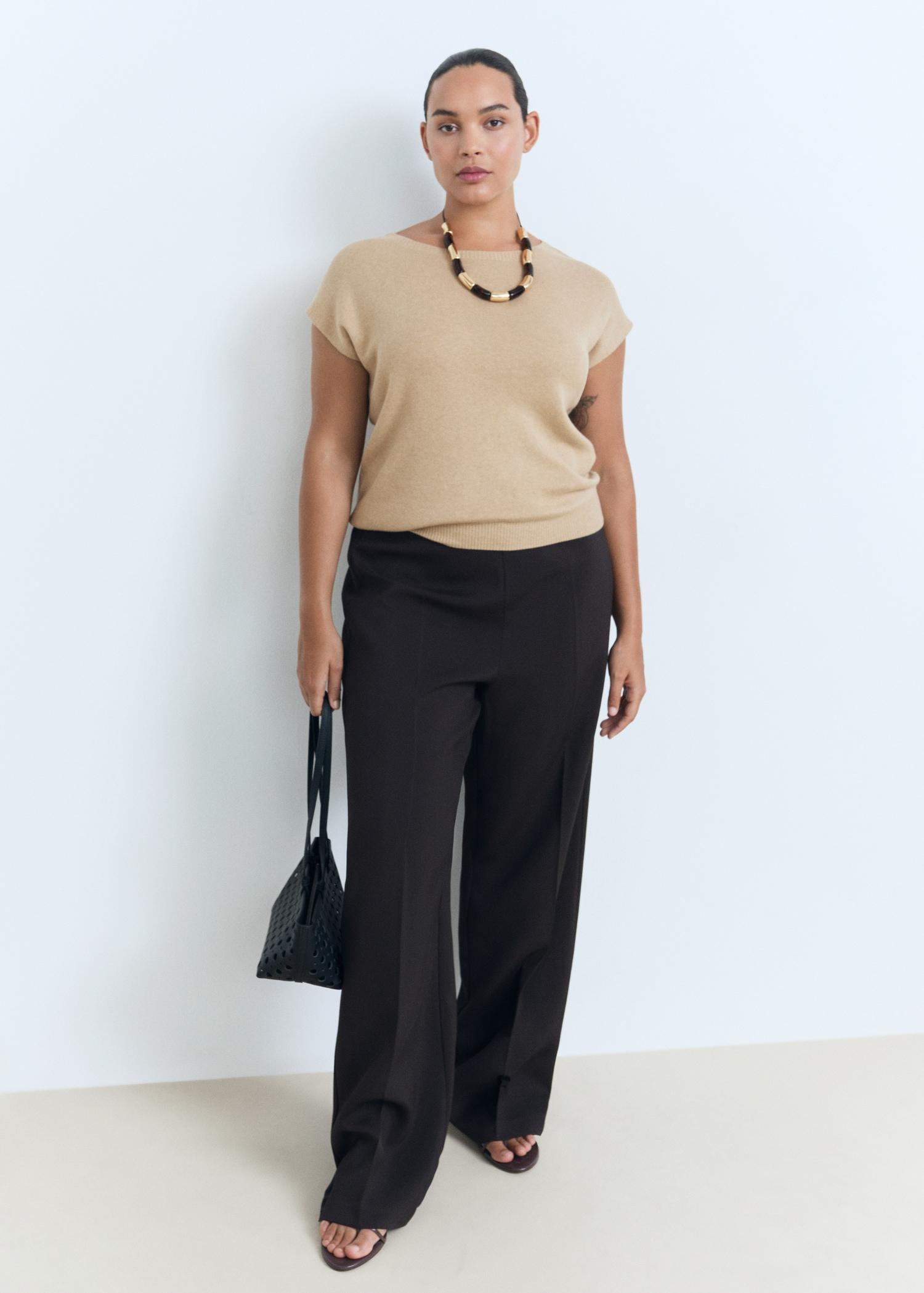 Short-sleeved fine-knit sweater - Women | MANGO USA Product Image