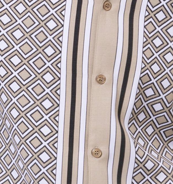 Khaki Mini Windowpane Walking Suit 2 Piece Short Sleeve Set Product Image