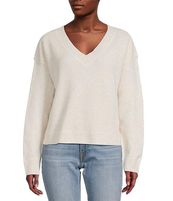 Lucky Brand Bamboo Waffle V-Neck Long Sleeve Top Product Image