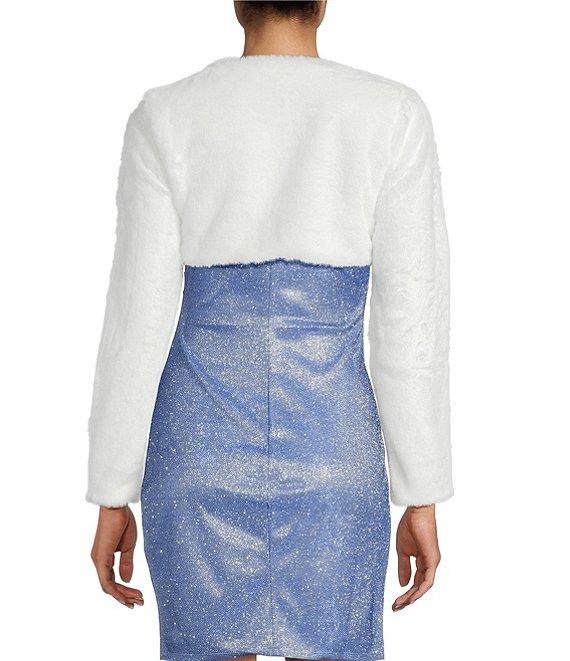 I.N. San Francisco Faux Fur Long Sleeve Cropped Shrug Product Image