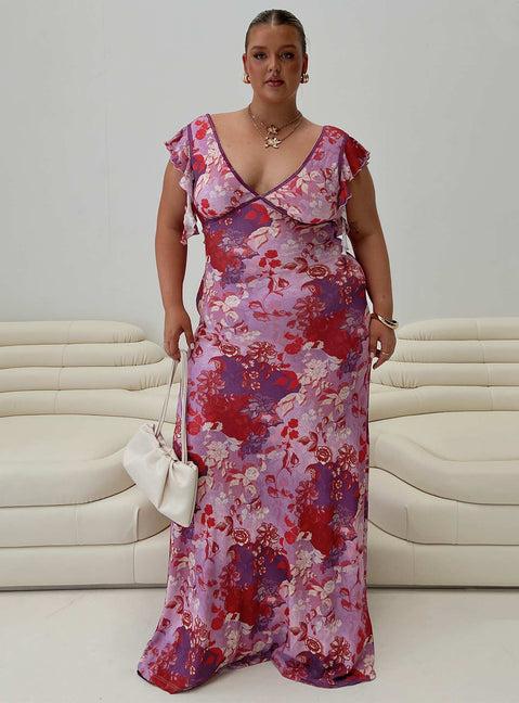 Soleila Maxi Dress Purple Multi Curve Product Image