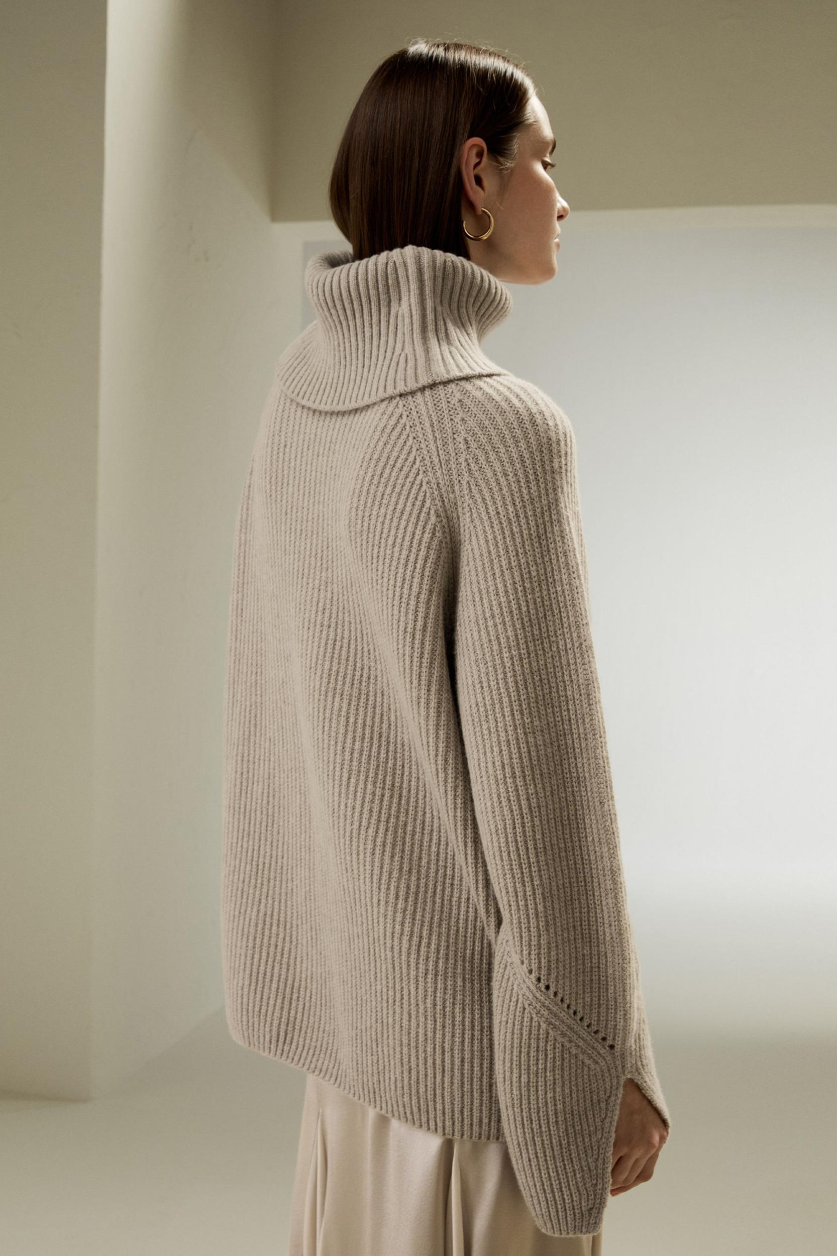 Oversized Merino Wool Sweater with Slit Sleeves Product Image