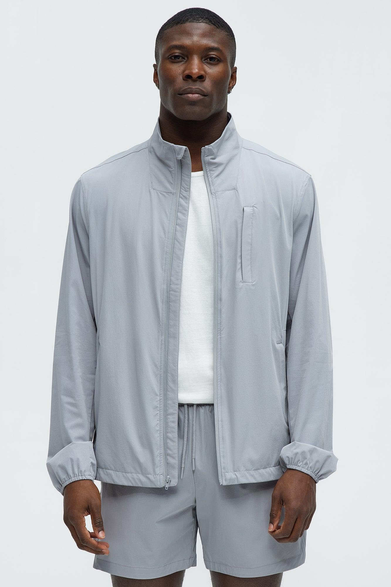 Lightweight Stretch Running Windbreaker Jacket - Grey Product Image