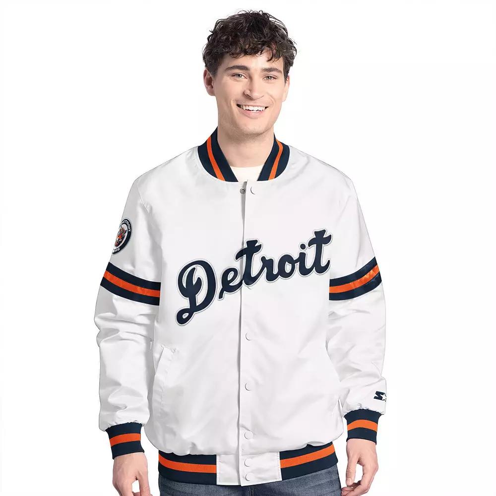 Men's Starter White Detroit Tigers Cooperstown Scout Full-Snap Varsity Jacket,  Product Image