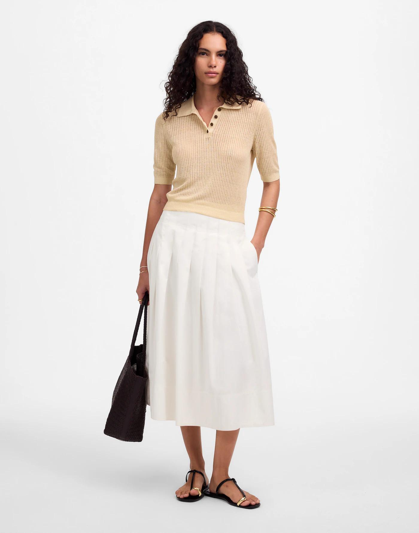 Short-Sleeve Polo Sweater Tee Product Image