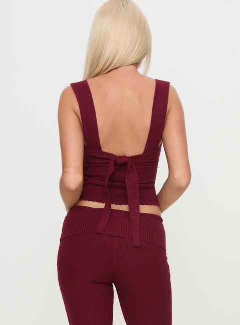 Mooring Square Neck Top Maroon Product Image