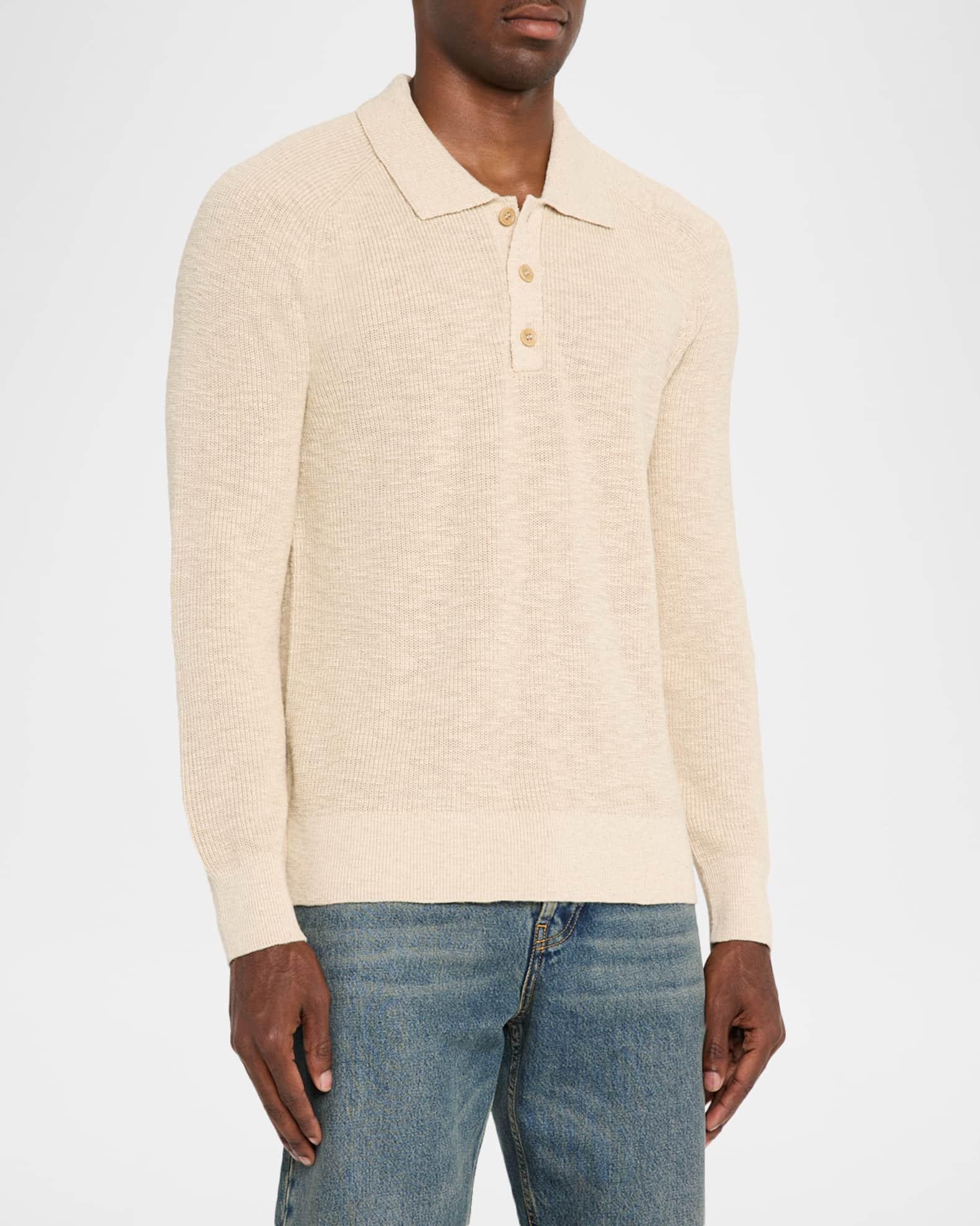 Men's Tellers Cotton and Linen Ribbed Polo Sweater Product Image