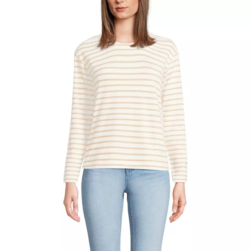Women's Lands' End Long Sleeve Mariner Jersey Crewneck Tee,  Product Image