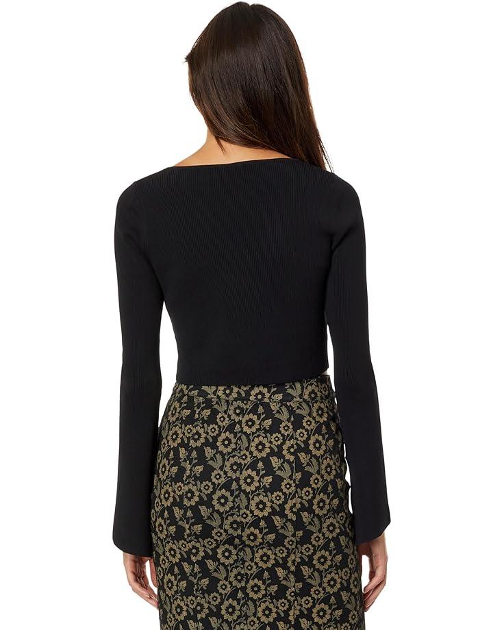 Plus Size Lace-Up Stretch Cotton Puff-Sleeve Top Product Image