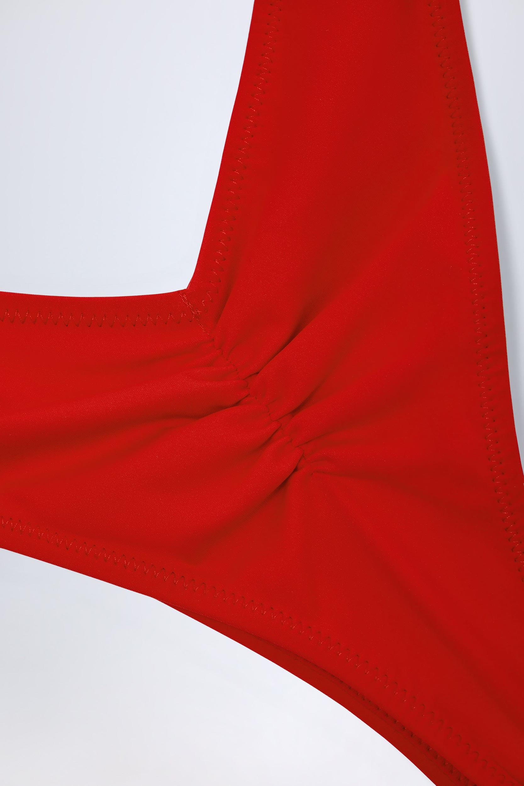 Ruched Cheeky Bikini Bottoms in Fiery Red Product Image