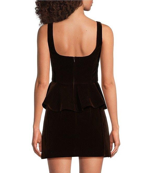 Muse by Marchesa Grove Woven Velvet 3D Rosettes Scoop Neck Tank Strap Peplum Coordinating Top Product Image