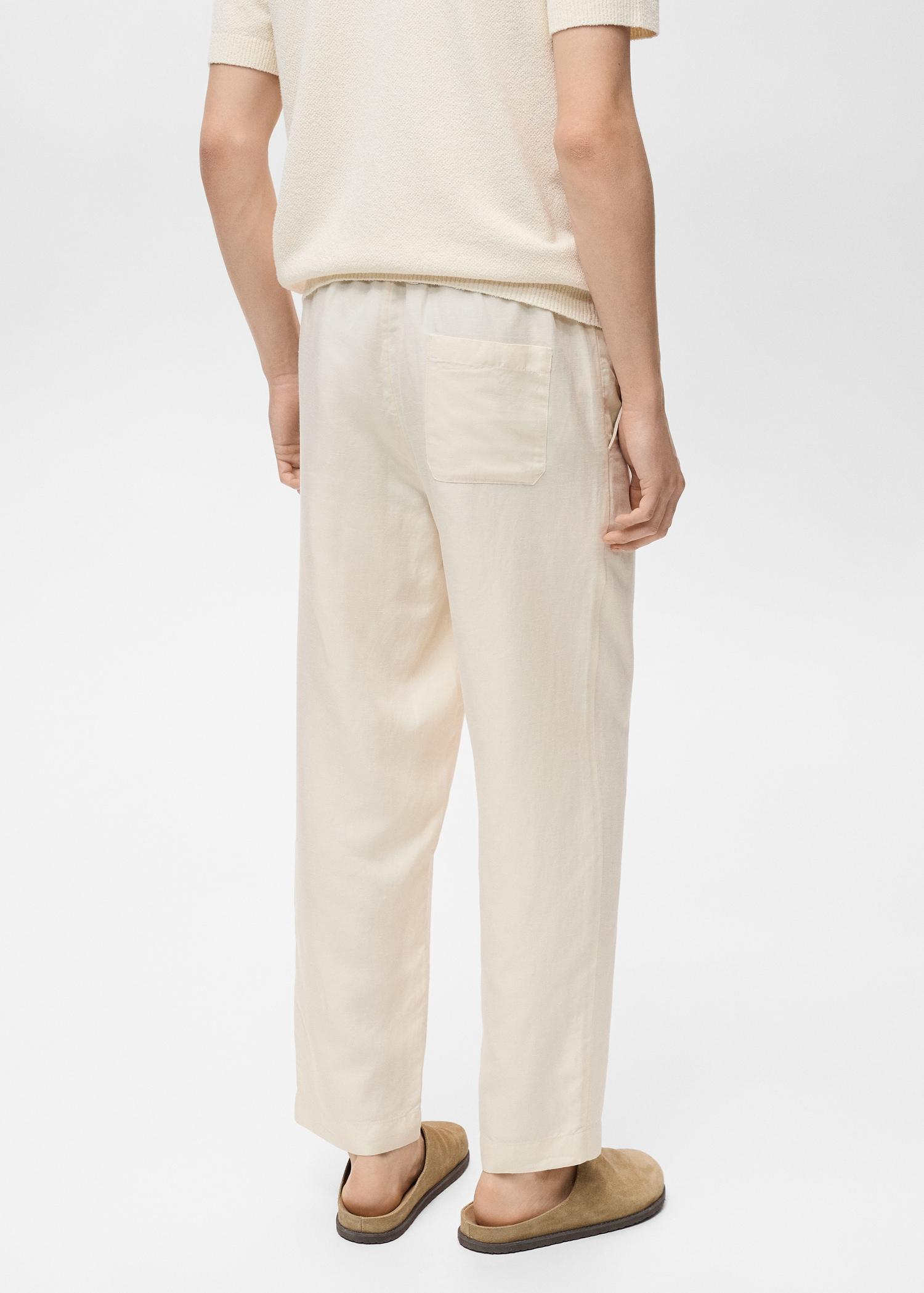 Linen-blend pants with an elastic waistband - Men | MANGO USA Product Image