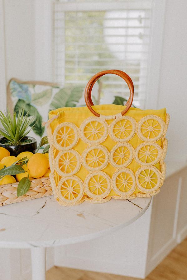 Citrus Grove Woven Tote in Yellow Product Image