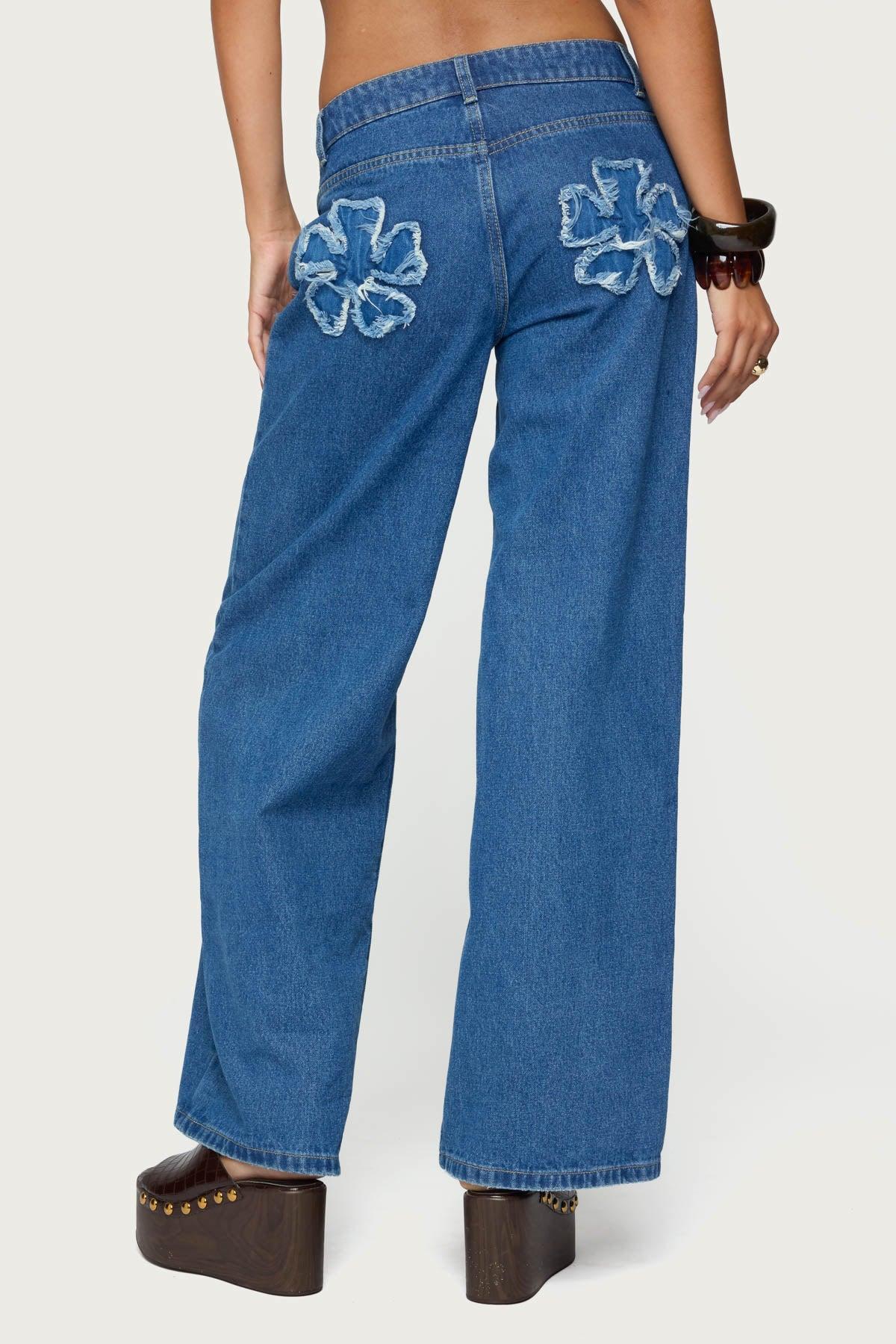 Flower Patch Low Rise Baggy Jeans Product Image