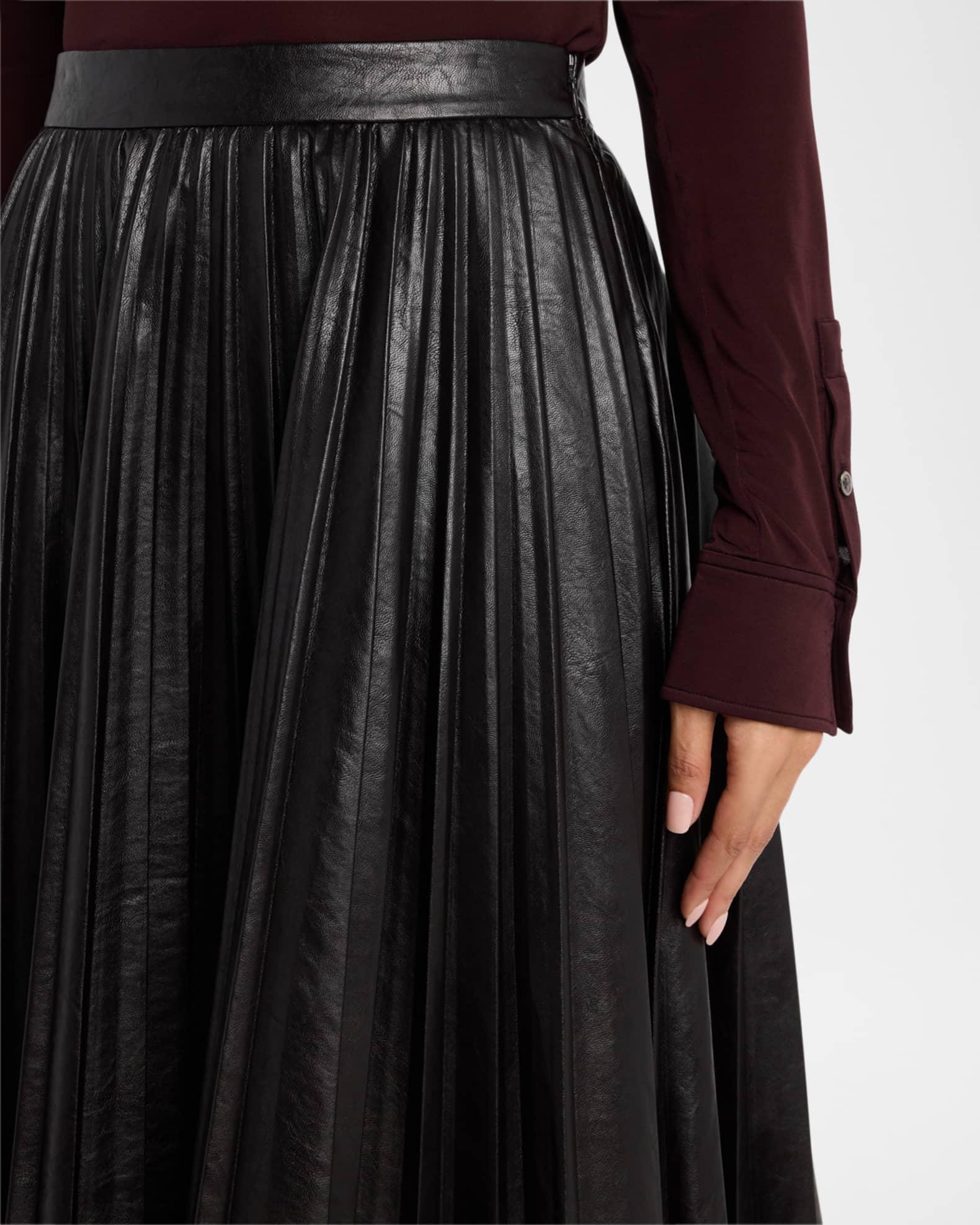 Etta Pleated Faux Leather Skirt Product Image
