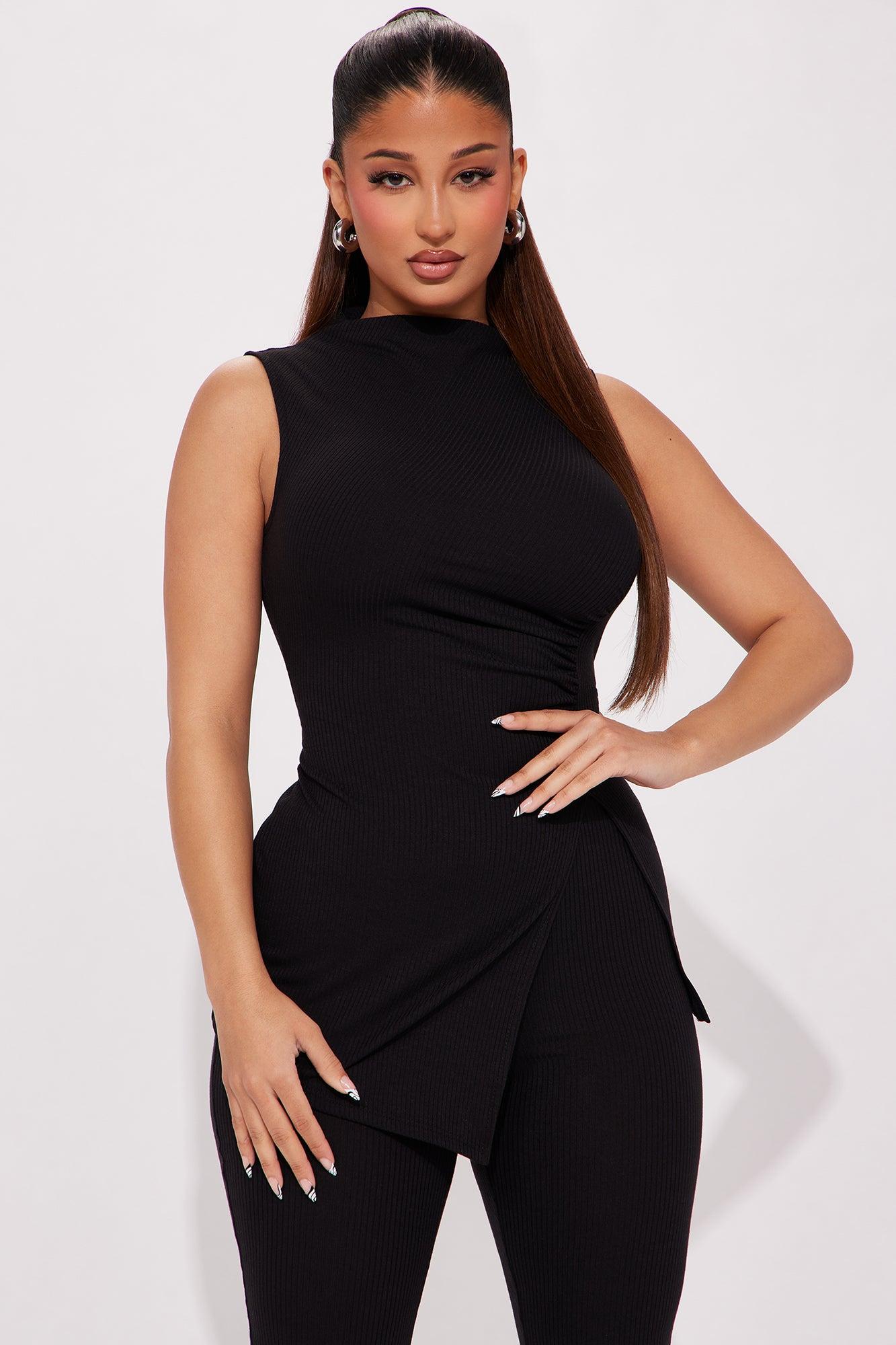 Miranda Sleeveless Legging Set - Black Product Image