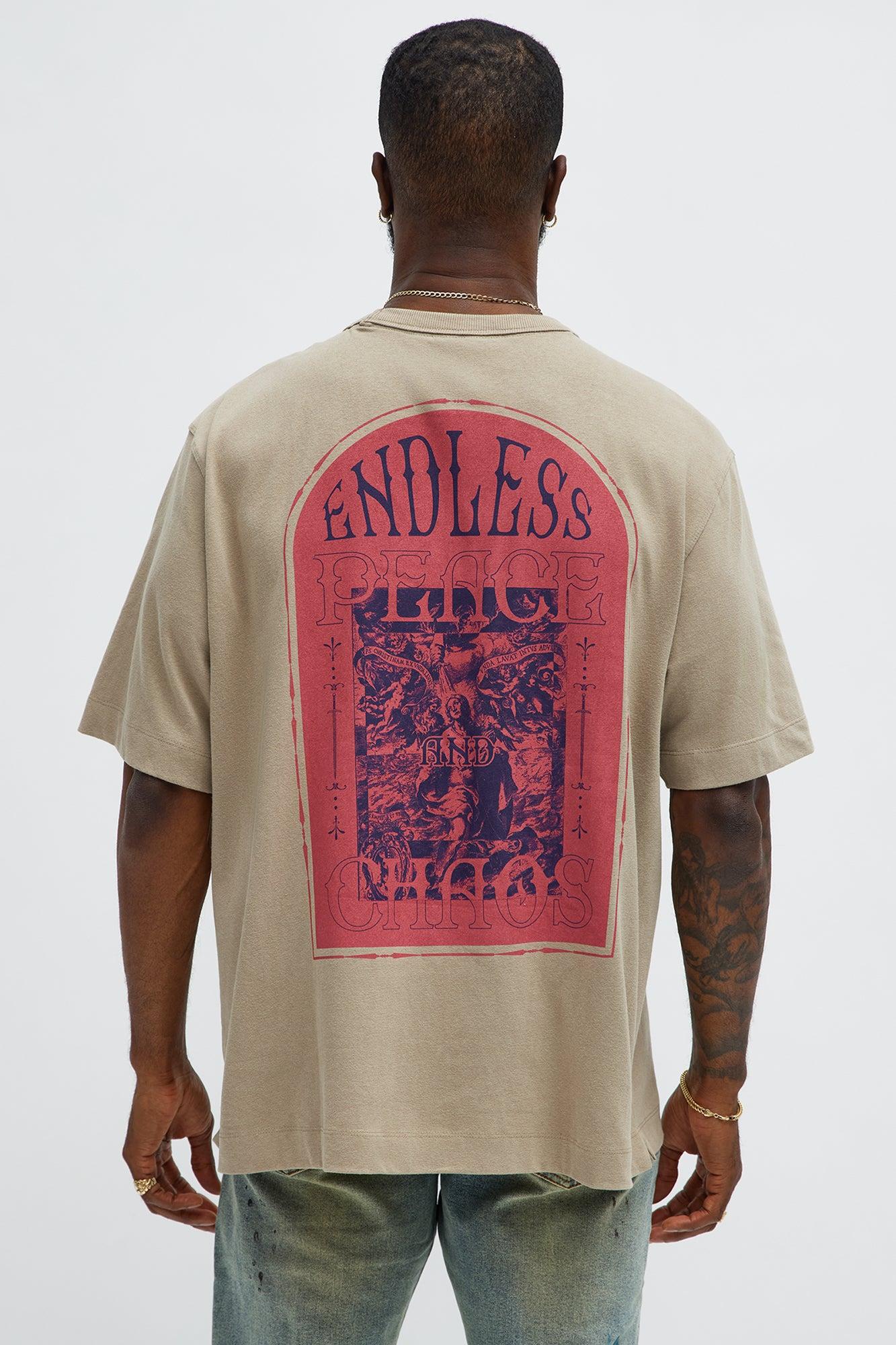 Endless Peace Oversized Short Sleeve Tee - Stone Male Product Image