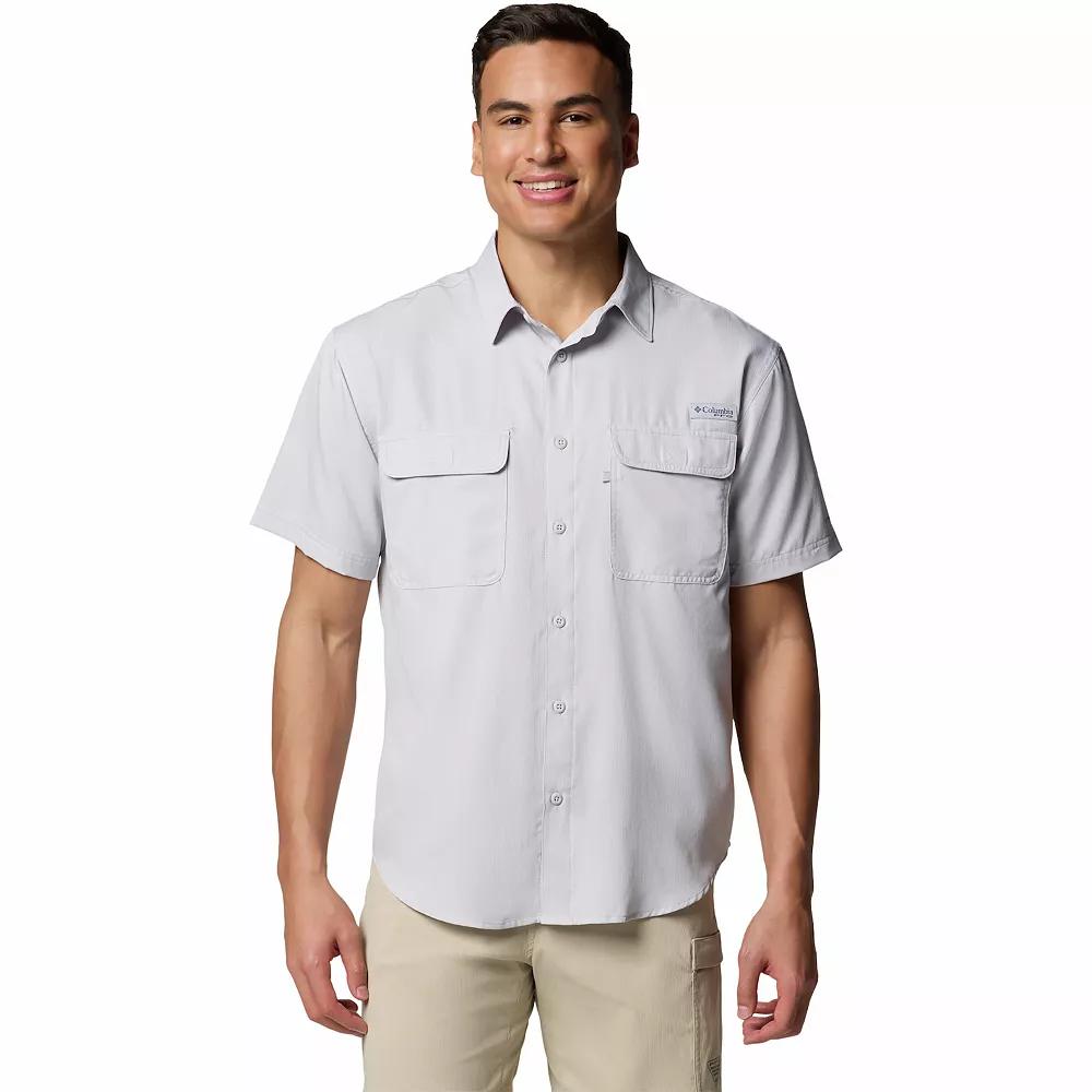 Men's Columbia PFG Backwater Short Sleeve Shirt, Size: Medium, Cool Grey Product Image