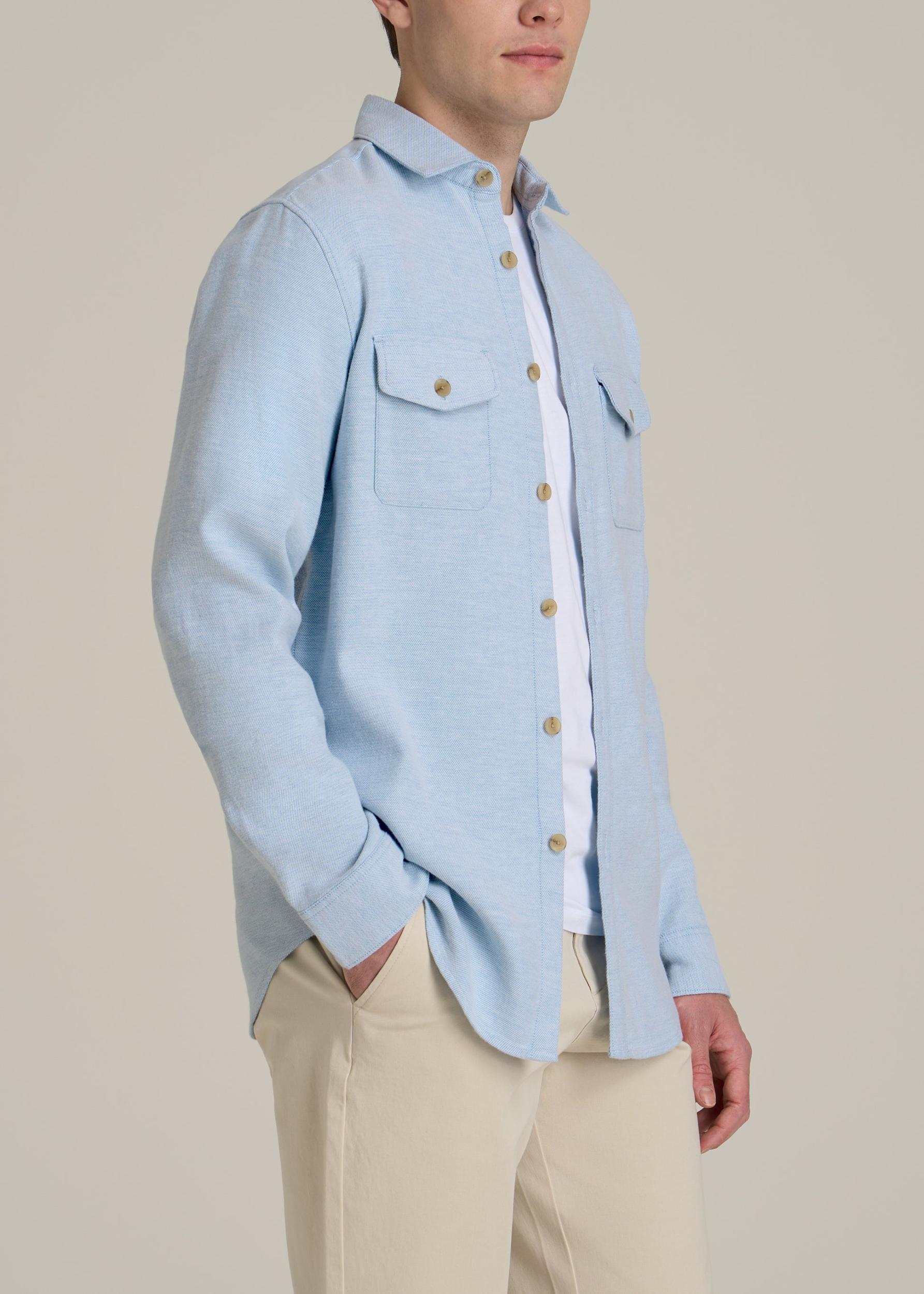 Everyday Comfort Terry Overshirt for Tall Men in Cloud Blue Male Product Image