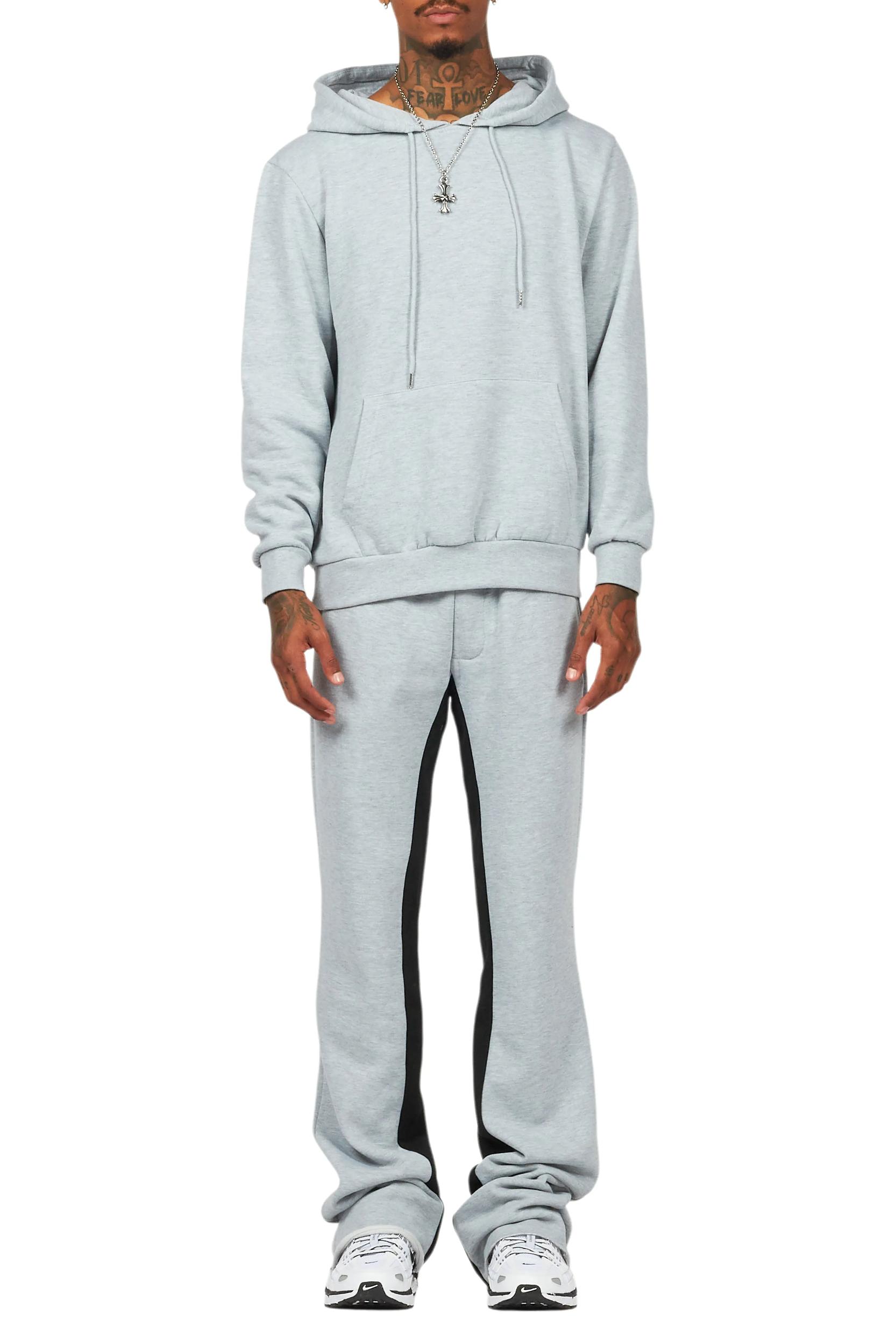 Basic Heather Grey Hoodie/Baggy Track Pant Set Male Product Image