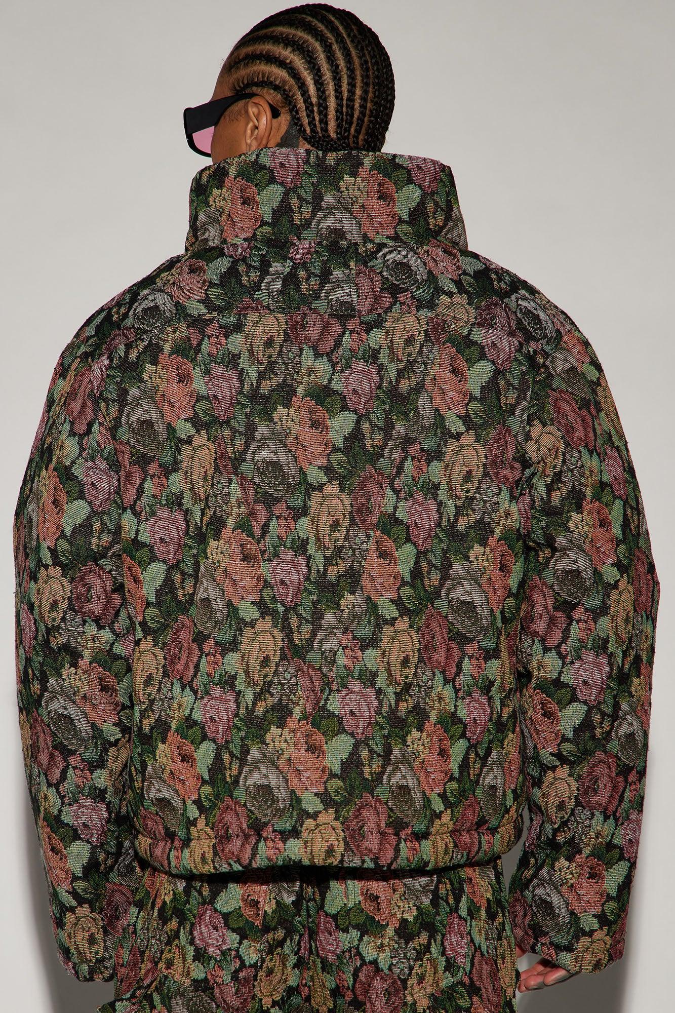 Bellevue Light Weight Cropped Tapestry Puffer - Black/combo Product Image