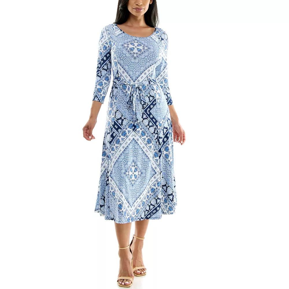 Women's Nina Leonard Sylvia Midi Dress With Belt,  Product Image