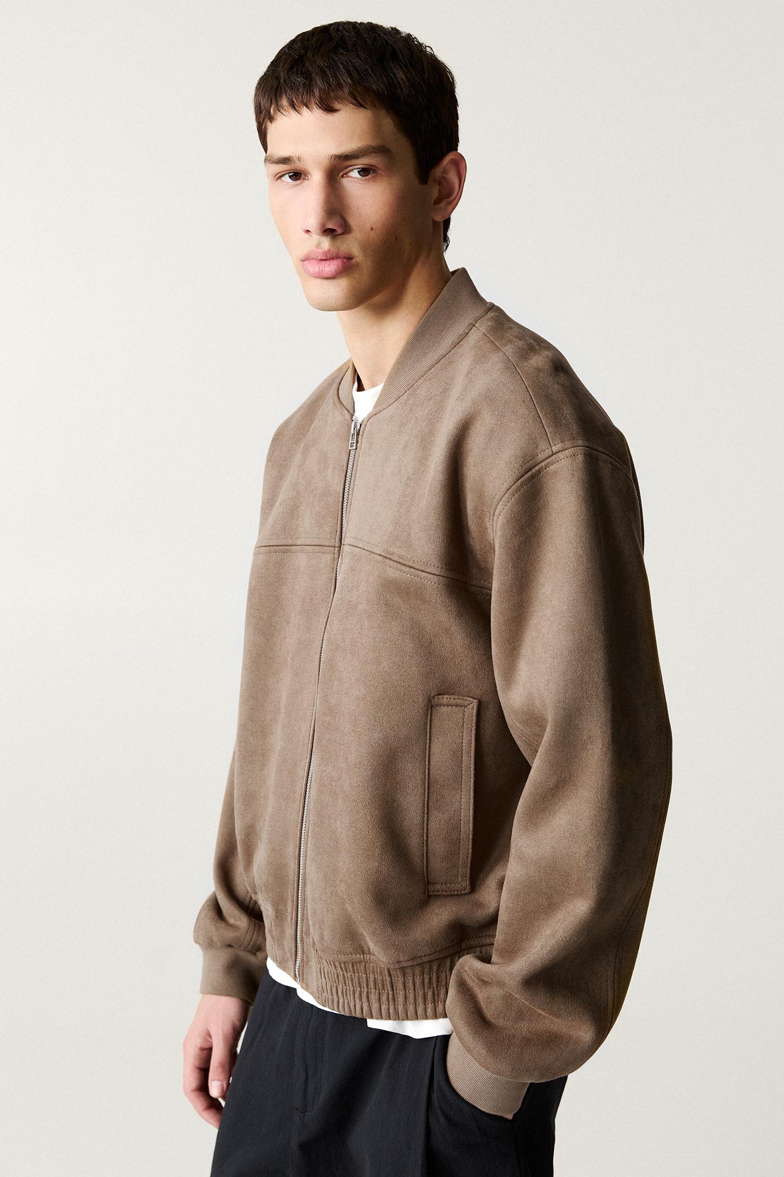 Faux suede bomber jacket Product Image