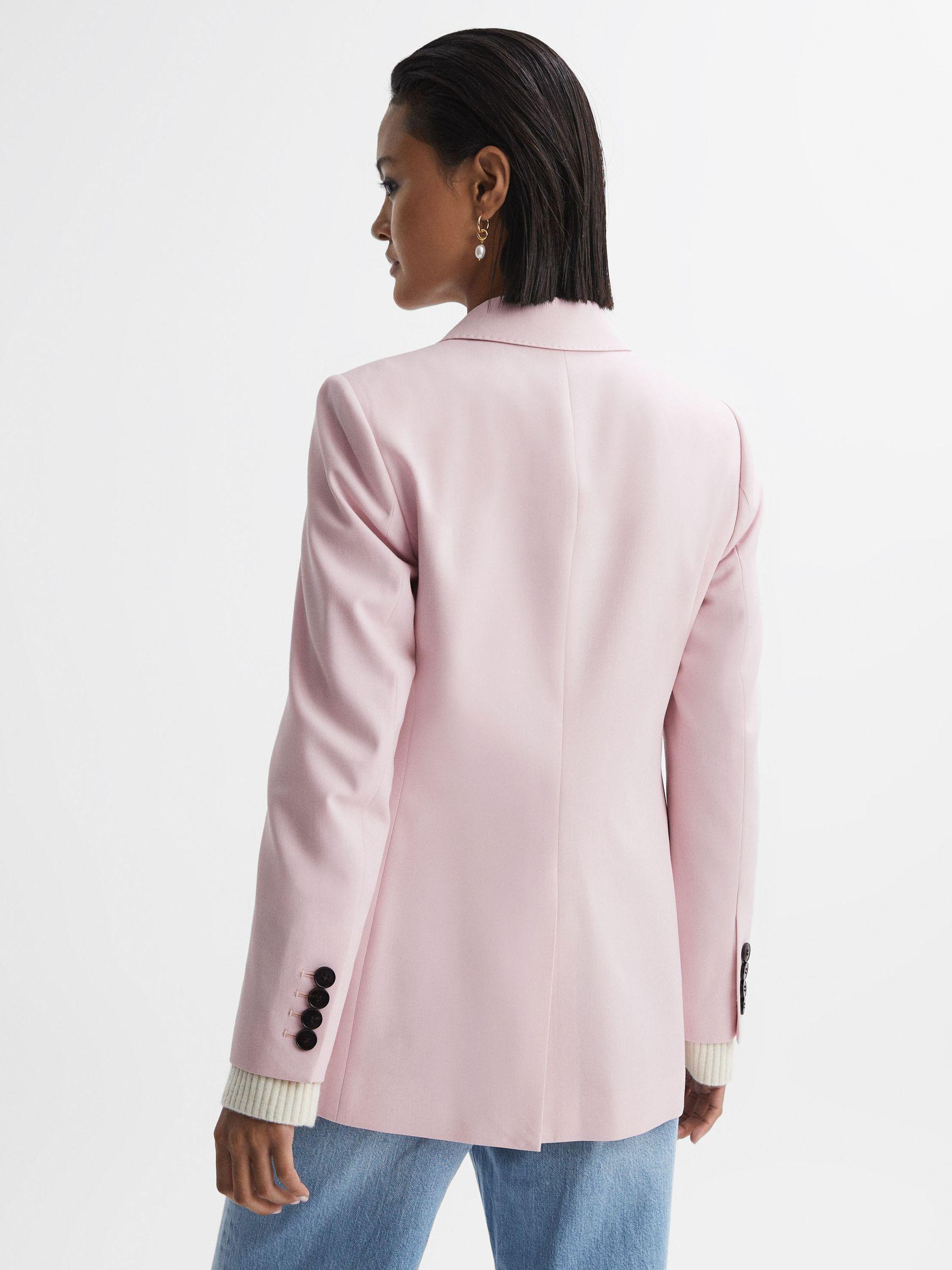 Tailored Wool Blend Double Breasted Blazer in Pink Product Image