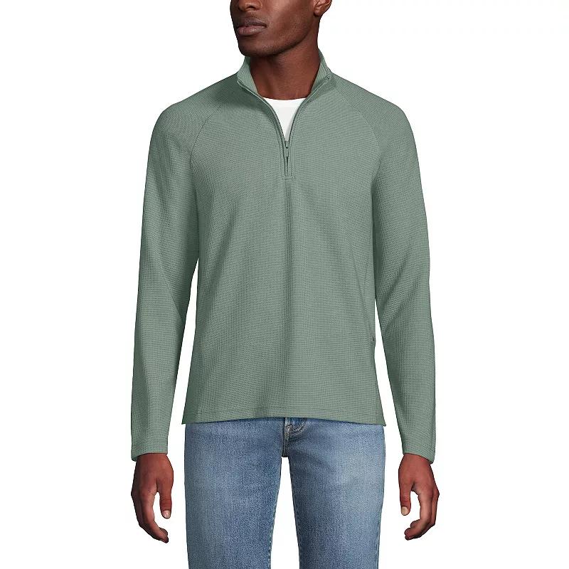 Men's Lands' End Long Sleeve Hybrid Textured Quater Zip Pullover,  Product Image