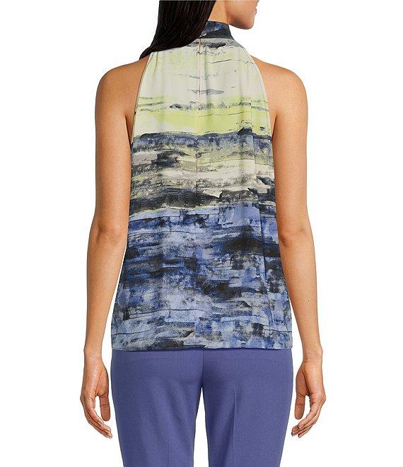 Calvin Klein Printed Georgette Halter Neck Sleeveless Blouse Product Image