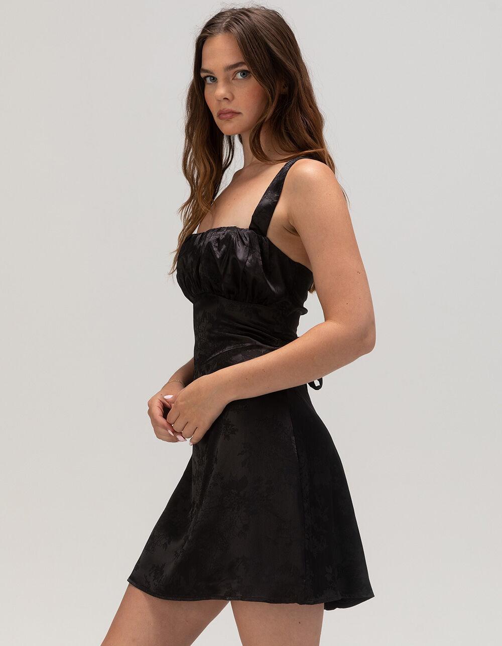 LULUS Satin Jacquard Womens Dress - BLACK Product Image