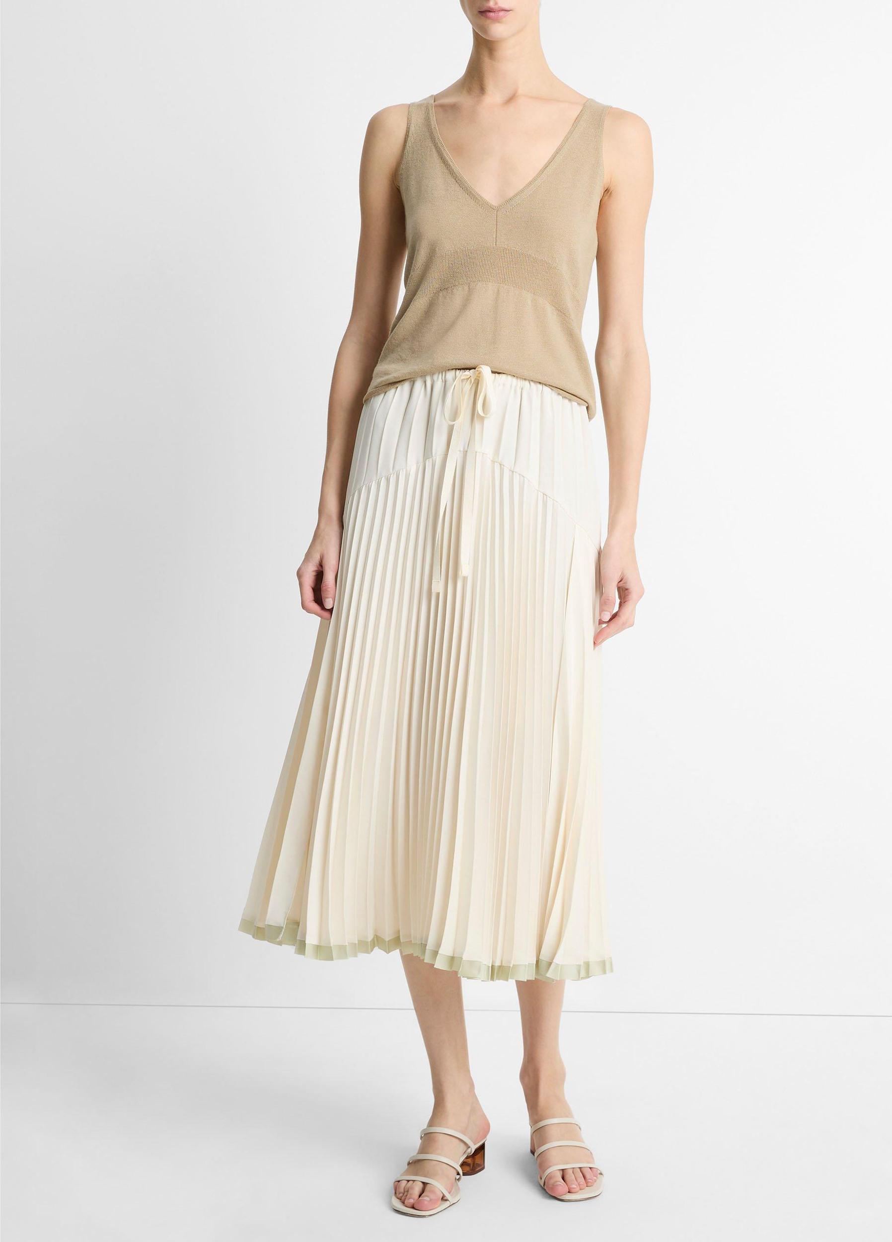 Pleated Satin Tiered Skirt Product Image