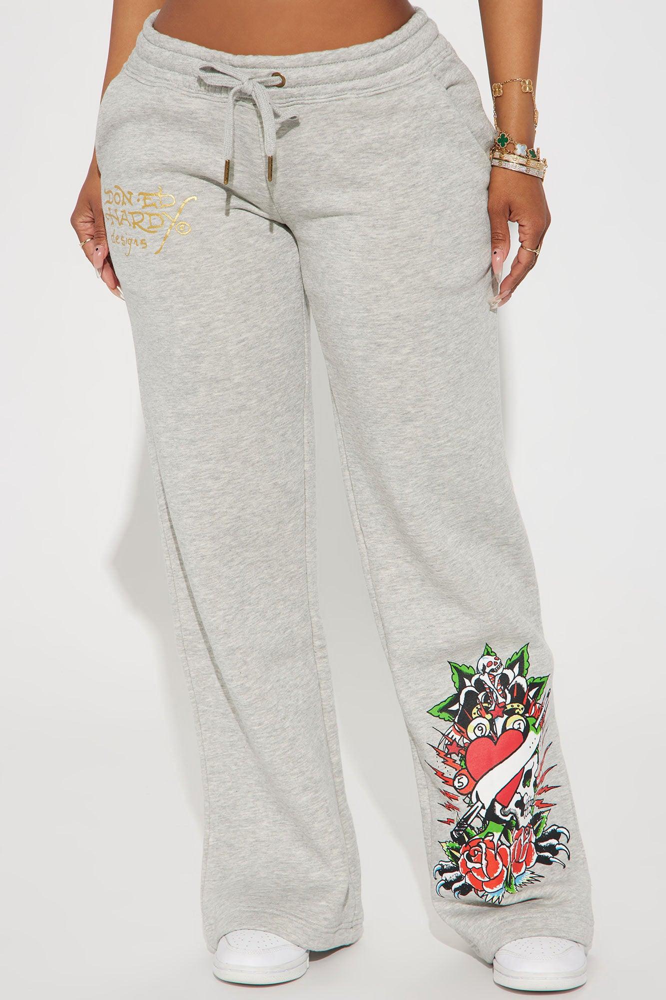 Heart Of Roses Ed Hardy Pant - Heather Grey Product Image