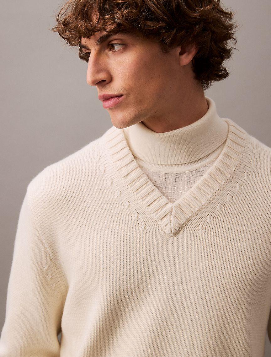 Wool Blend V-Neck Sweater Product Image