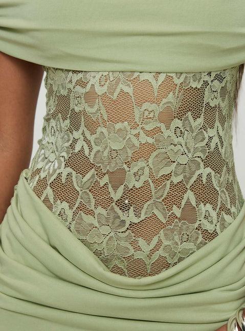 Gwendolen Off The Shoulder Maxi Dress Green Product Image