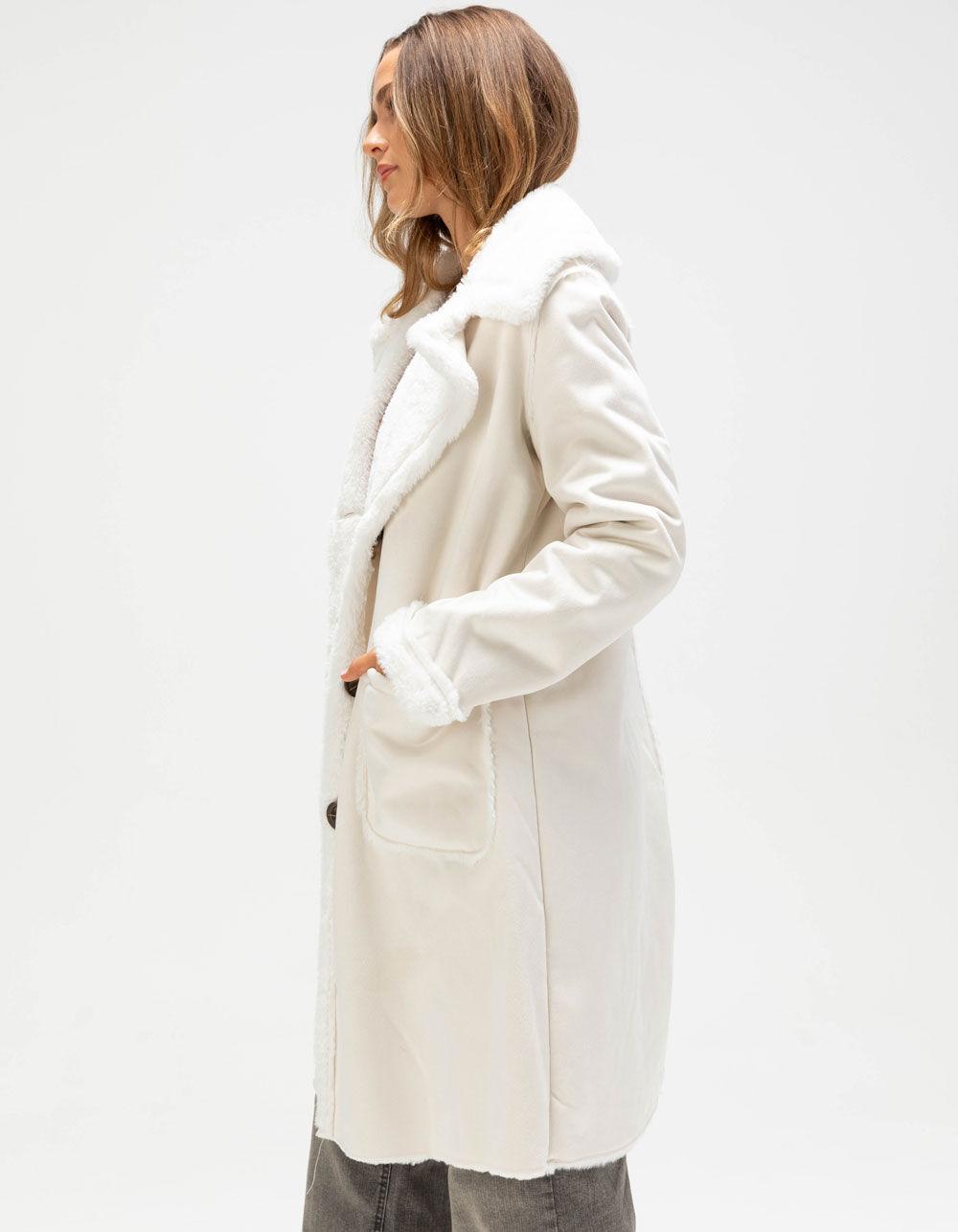 NVLT Shearling Womens Coat - CREAM Product Image