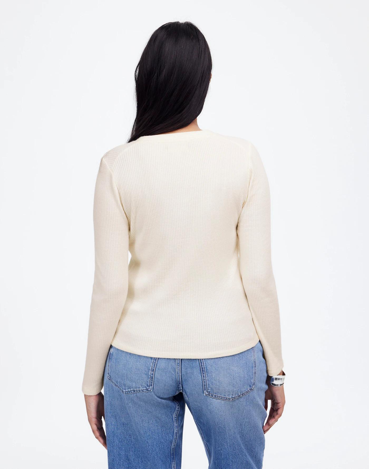 Brushed Long-Sleeve Henley Tee Product Image