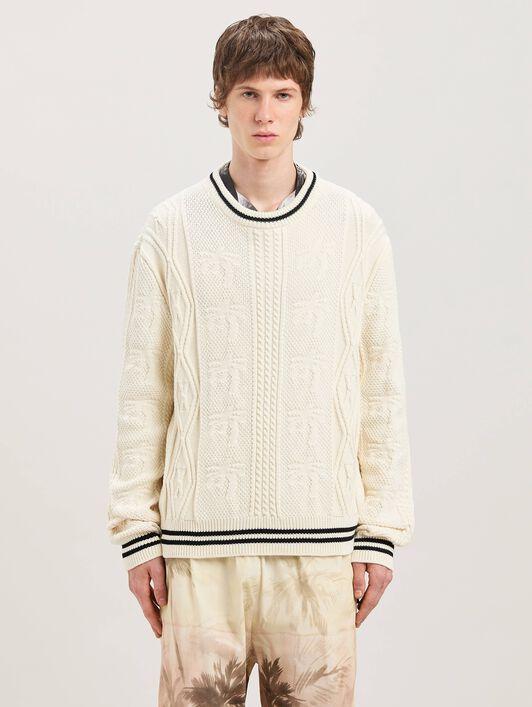 CURVED LOGO CABLE SWEATER OFF WHITE - BL Product Image