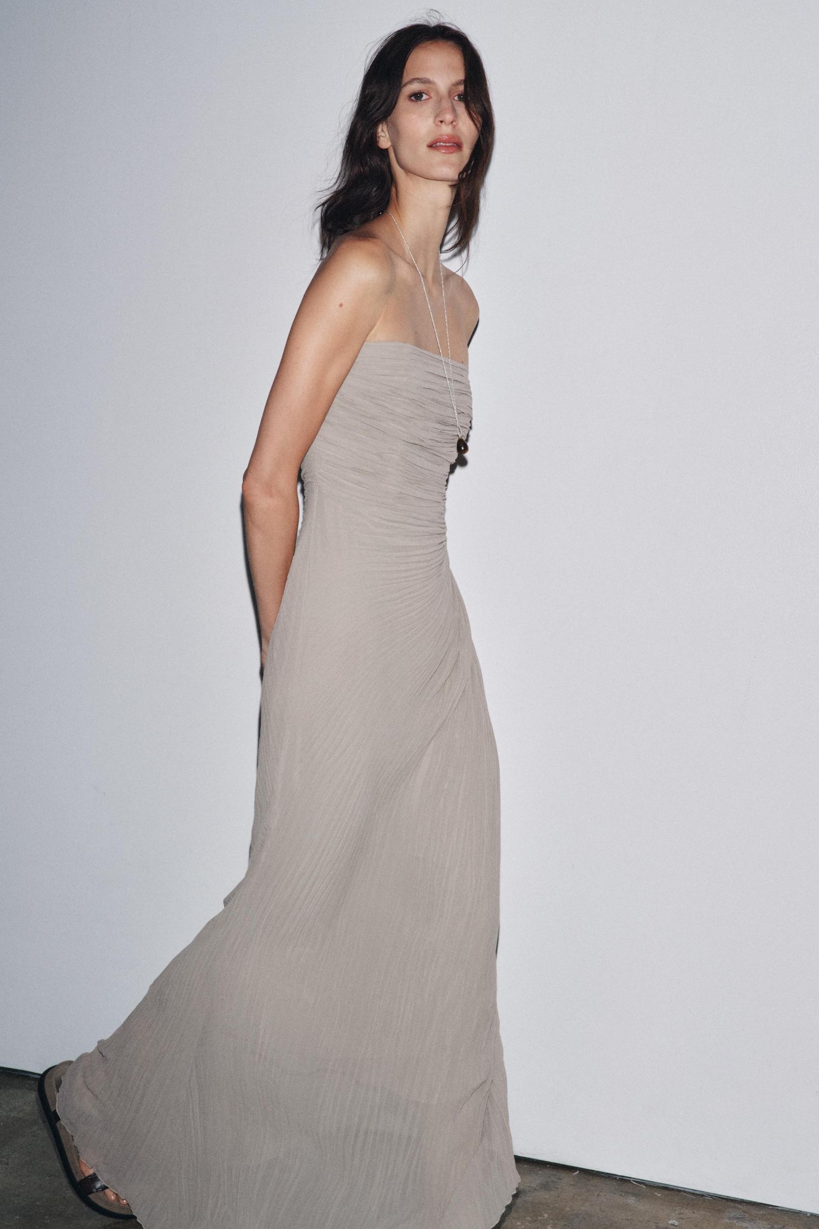 PLEATED STRAPLESS DRESS Product Image