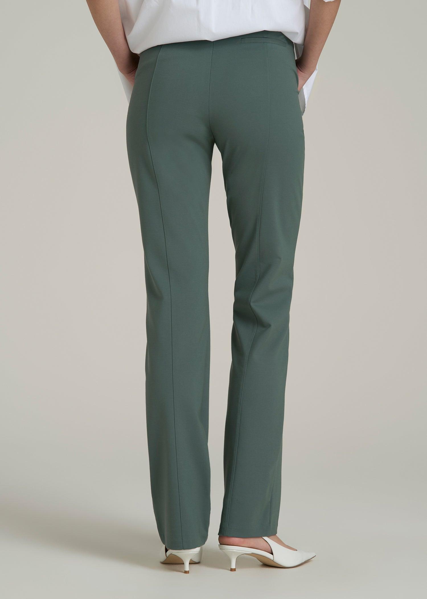 Slim Straight Leg Dress Pants for Tall Women in Balsam Green Female Product Image