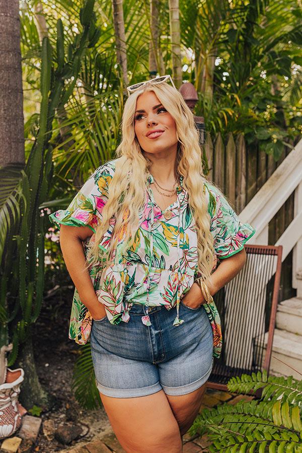 Tropical Treasures Shift Top in Ivory Curves Product Image