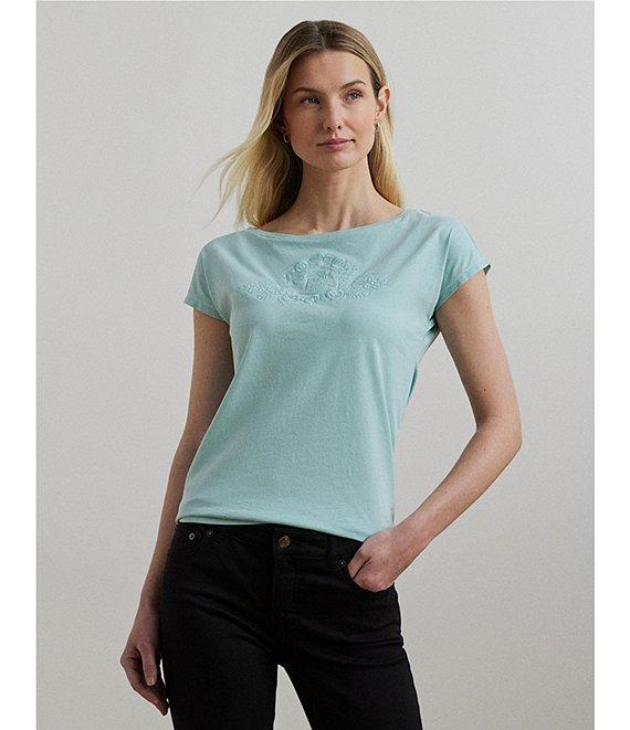 Lauren Ralph Lauren Knit Jersey Boat Neck Short Sleeve Tee Product Image