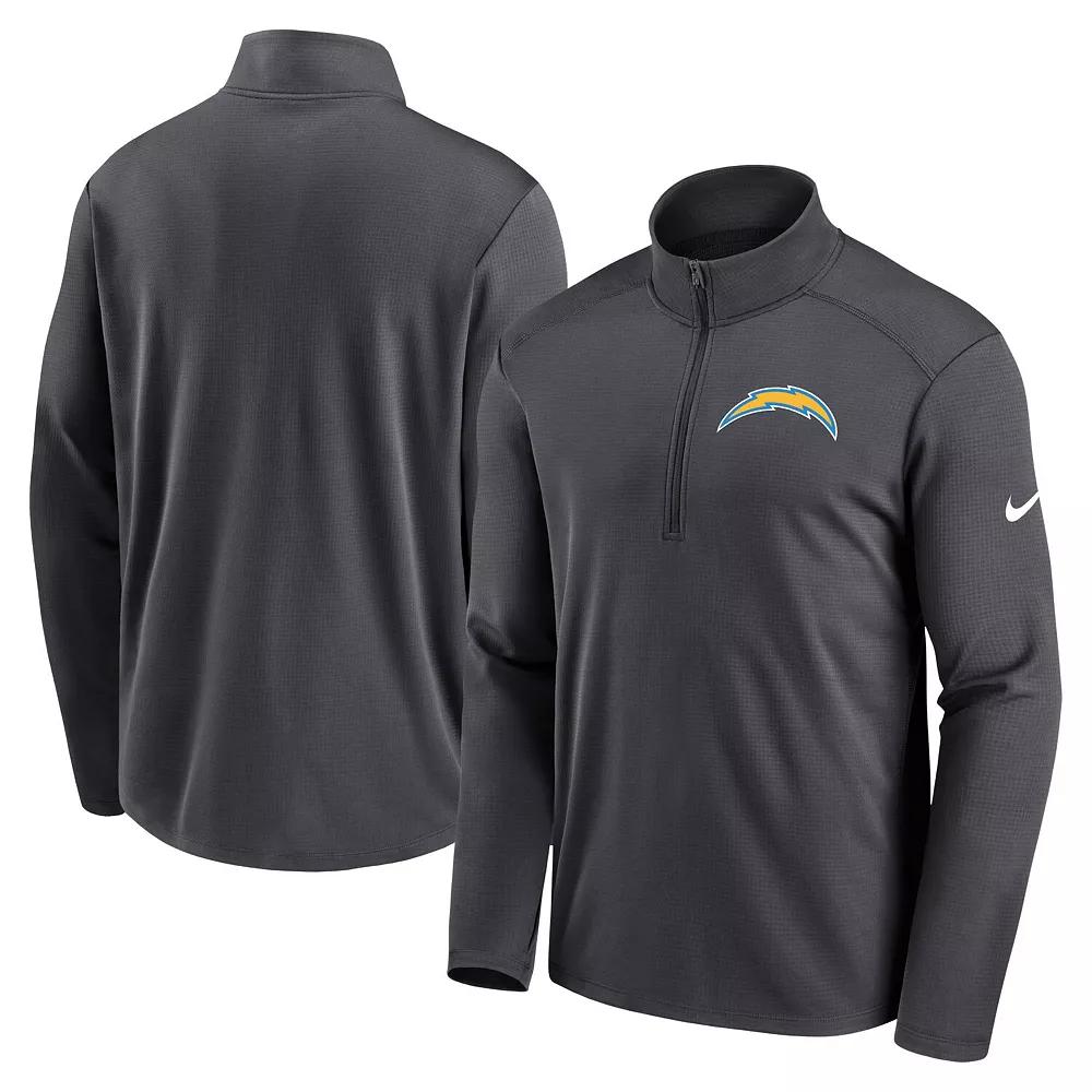 Mens Nike Anthracite Los Angeles Chargers Logo Pacer Performance Half-Zip Jacket Product Image