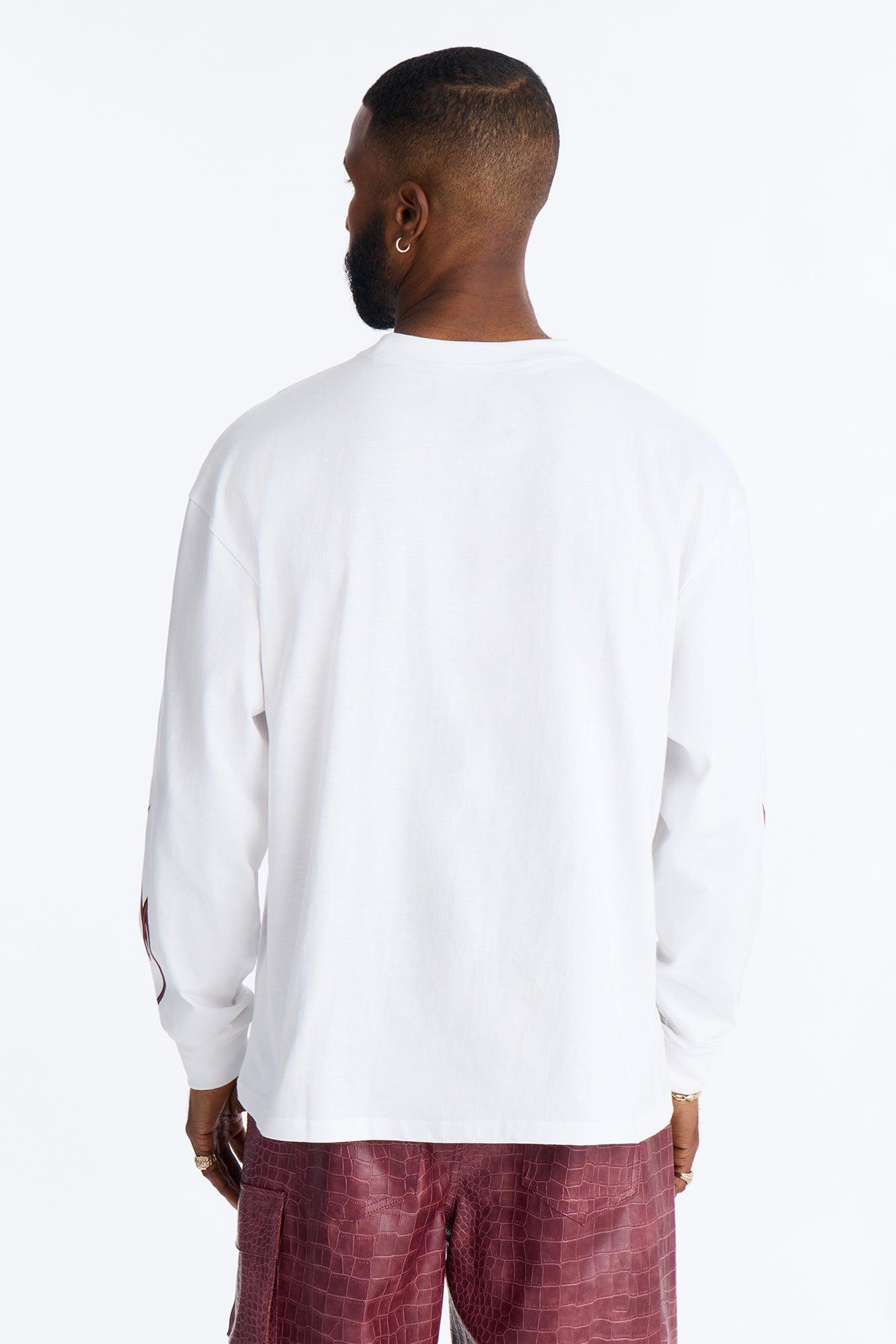American Custom Motorcycle Oversized Long Sleeve Tee - White Product Image