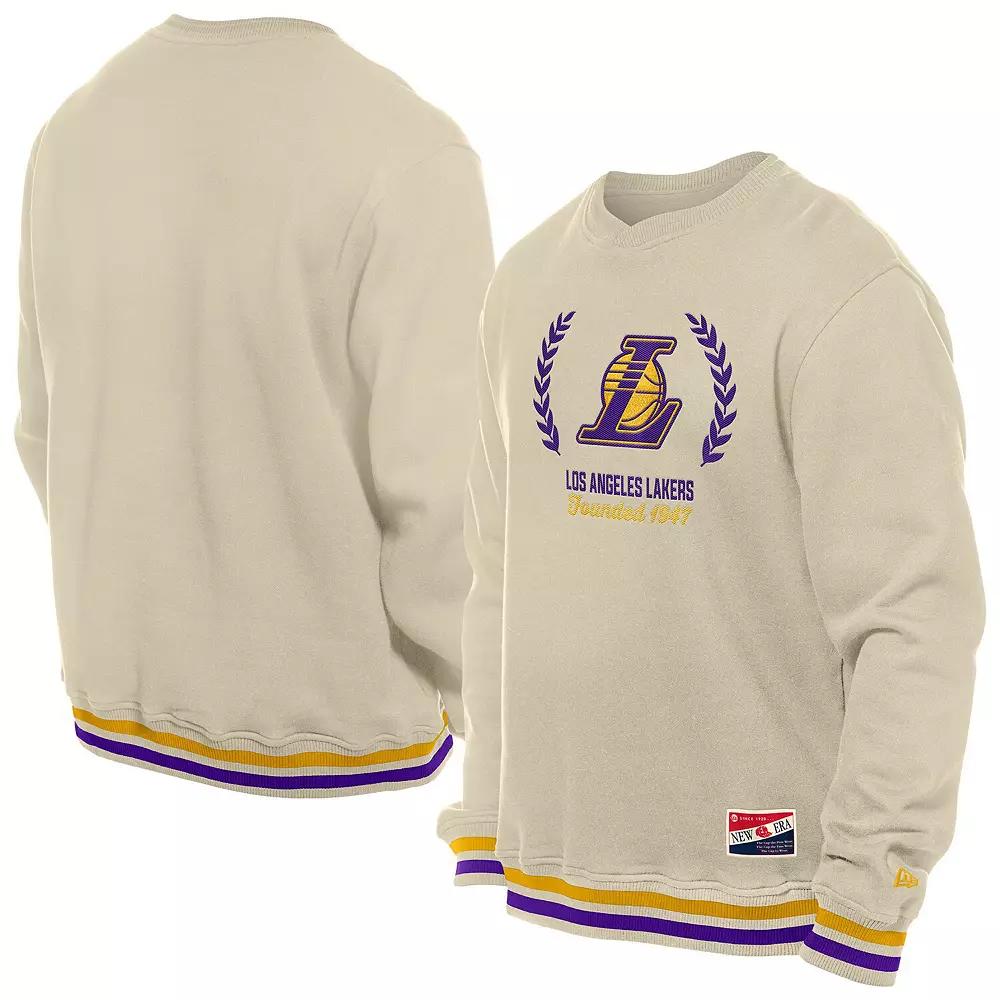 Men's New Era White Los Angeles Lakers Throwback Vintage Pullover Sweatshirt,  Product Image