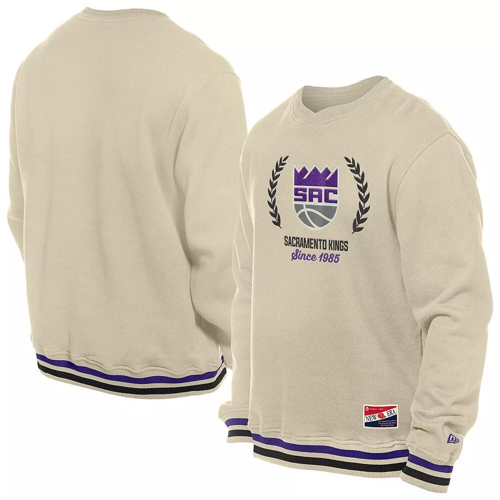 Men's New Era White Sacramento Kings Throwback Vintage Pullover Sweatshirt, Size: Small, Kng White Product Image
