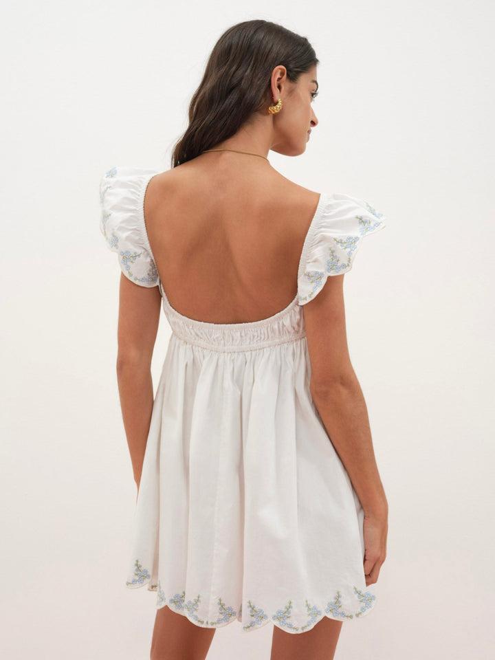 Bluebell Gingham Mini Dress — White Product Image