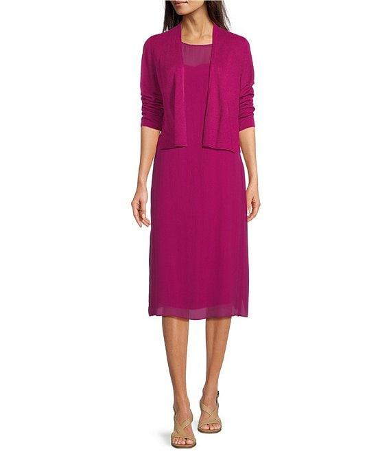 Eileen Fisher Organic Linen Blend Knit Open Front Long Sleeve Cardigan Product Image