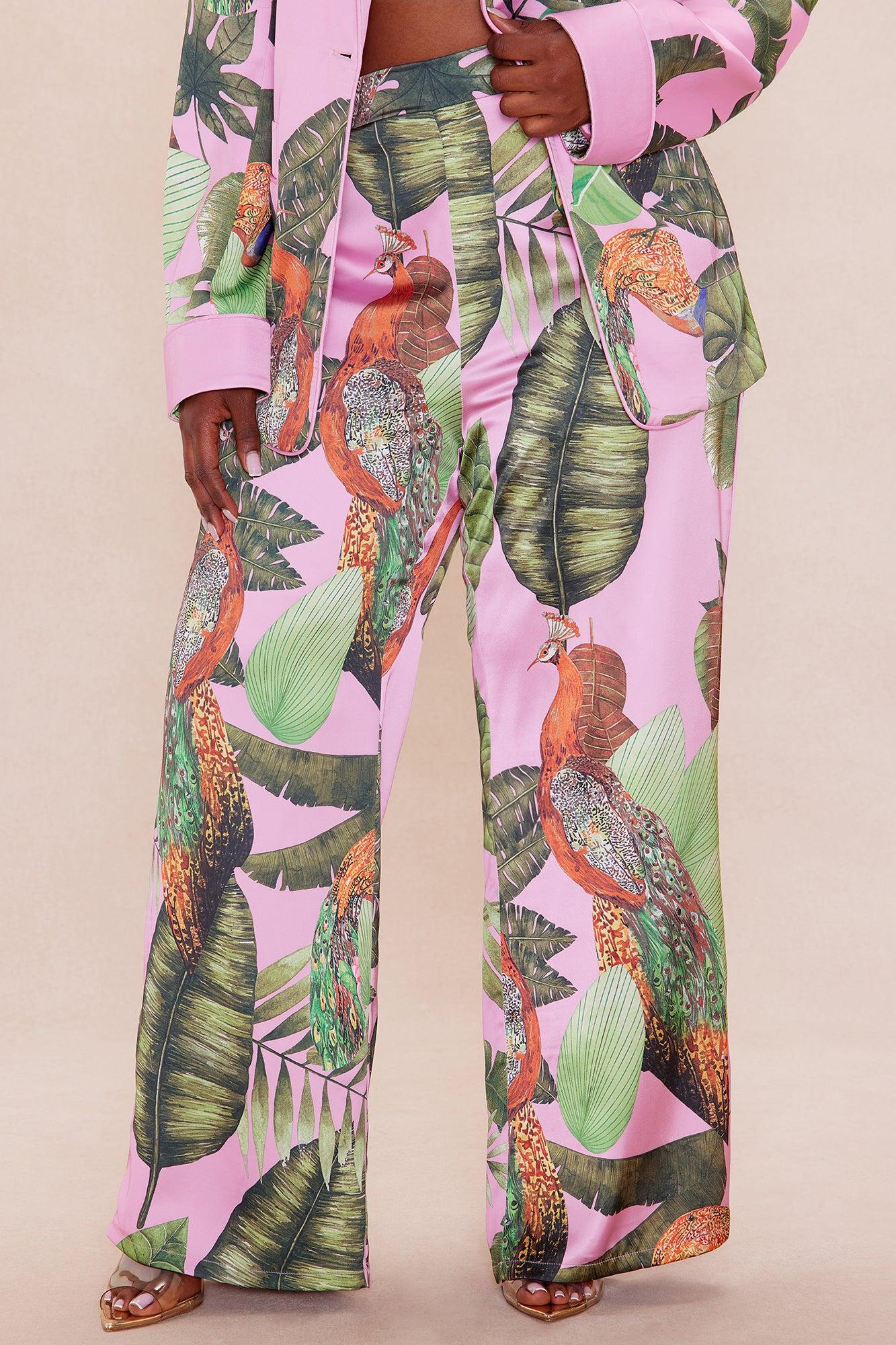 Private Island Satin Suit Set - Pink/combo Female Product Image