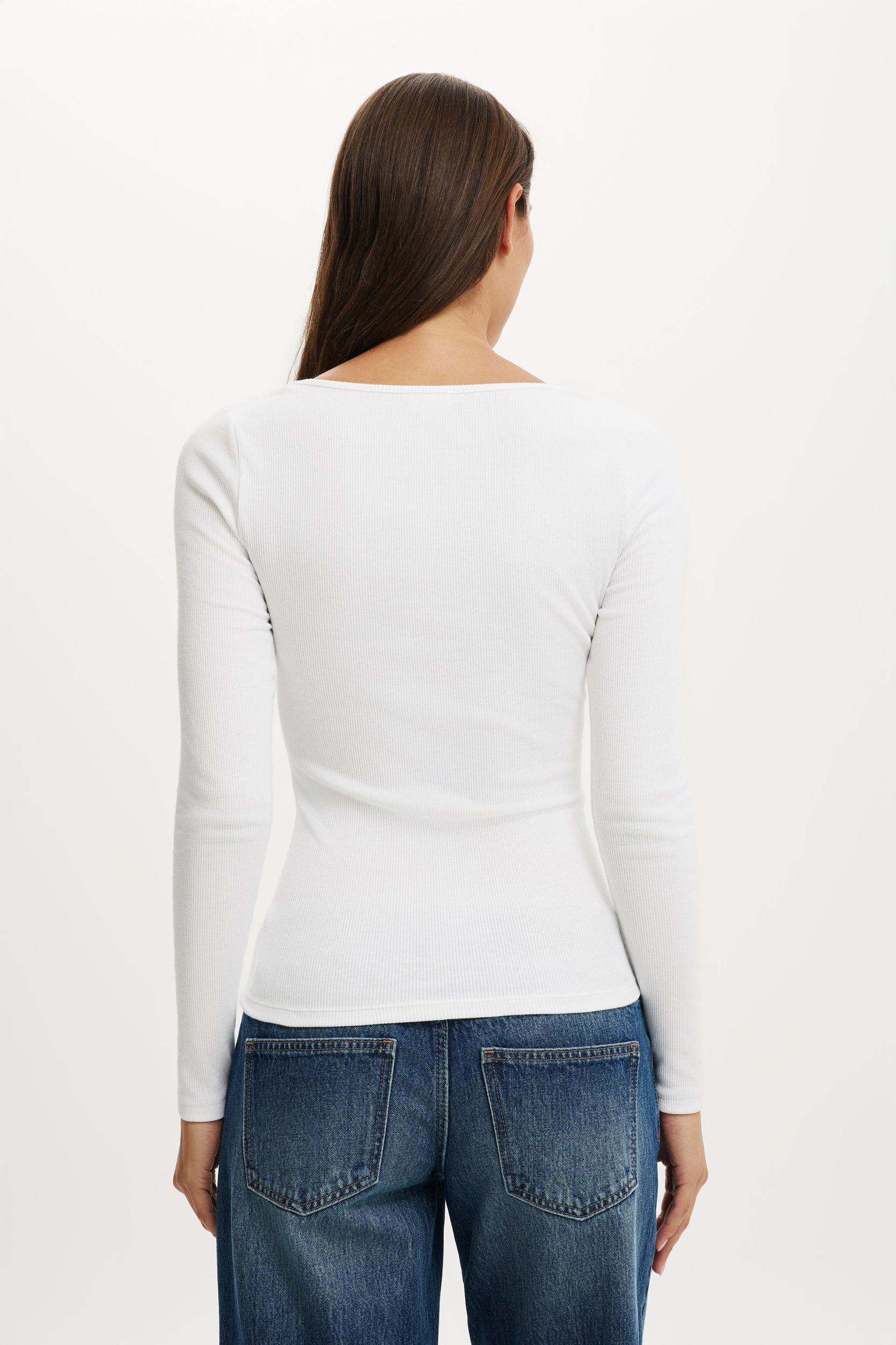Scoop Neck Rib Long Sleeve Product Image
